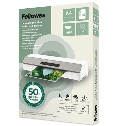 FUNDA PLASTIF. FELLOW. A4 80µ P/100
