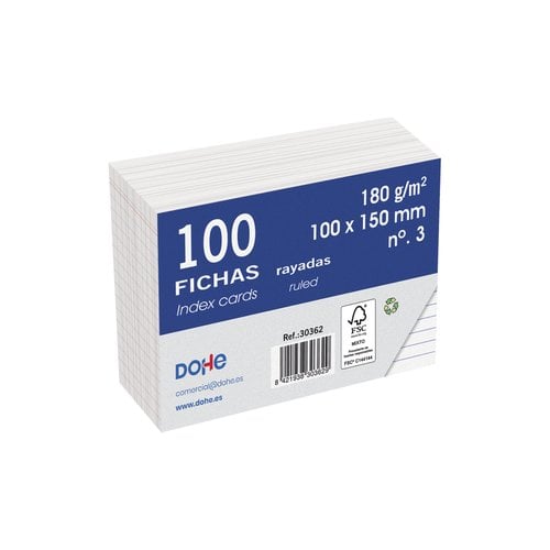 FICHAS DOHE RAYADAS 100x150 (Paq.100)