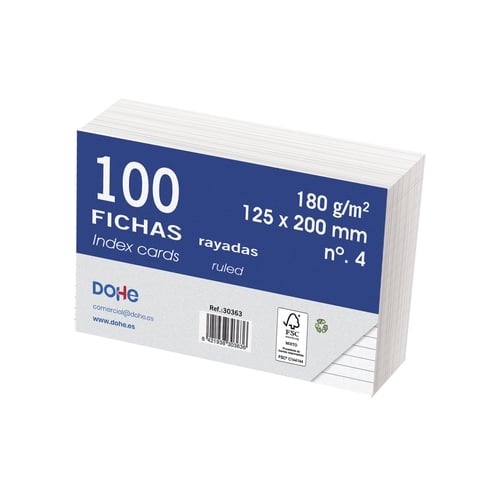 FICHAS DOHE RAYADAS 125x200 (Paq.100)