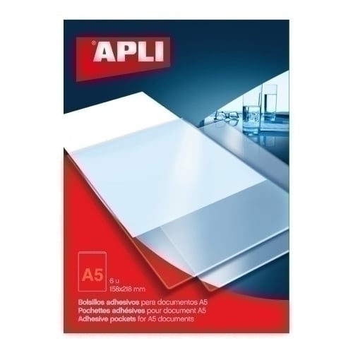 FUNDA ADHESIVA APLI A5 BOLSILLO P/6