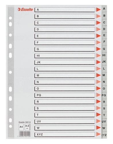 INDICE ESSELTE PP ALF.A4 20 ps.GRIS