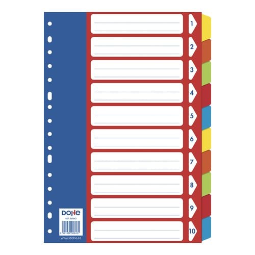 SEPARADORES DOHE CARTON COLORES Fº 10 ps