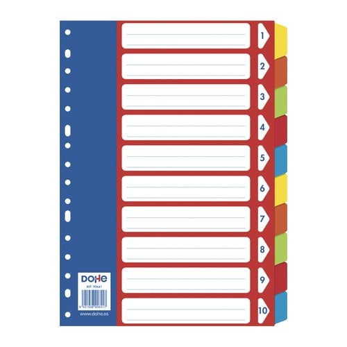 SEPARADORES DOHE CARTON COLORES A4 10 ps