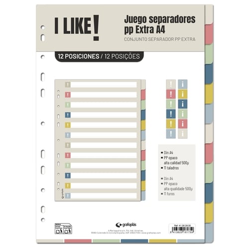 SEPARADORES GRAFOPLAS PP LIKE 3 A4 12 ps