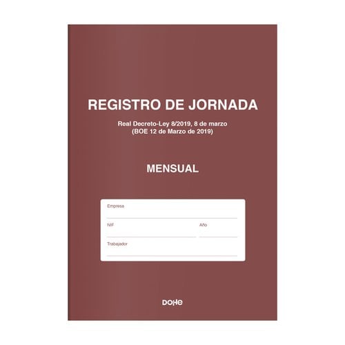 LIBRO REGISTRO JORNADA DOHE A4 NAT. 6h