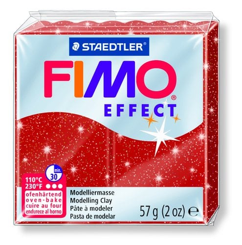 PASTA MODELAR FIMO EFFECT ROJO PURPURINA
