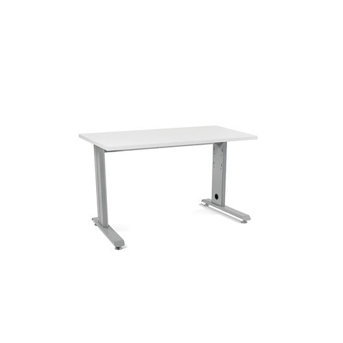 MESA ROCADA METAL 120x60 ALUMINIO/BLANCO