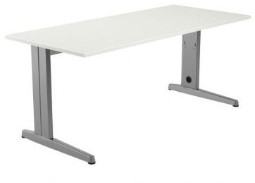 MESA ROCADA METAL 140x80 ALUMINIO/BLANCO