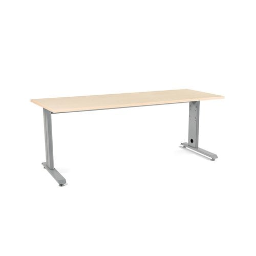 MESA ROCADA METAL 200x80 ALUMINIO/HAYA