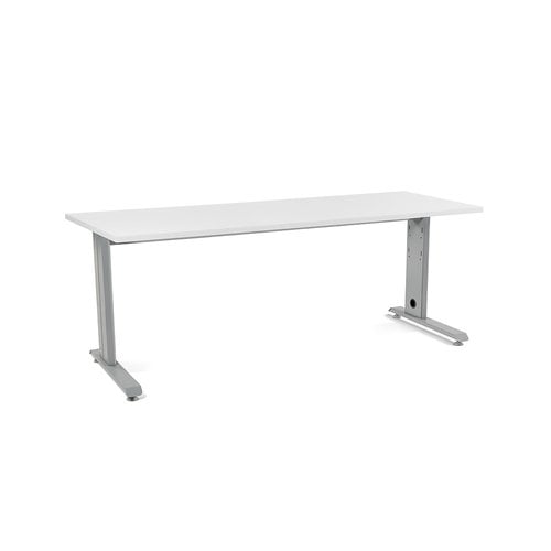 MESA ROCADA METAL 200x80 ALUMINIO/BLANCO