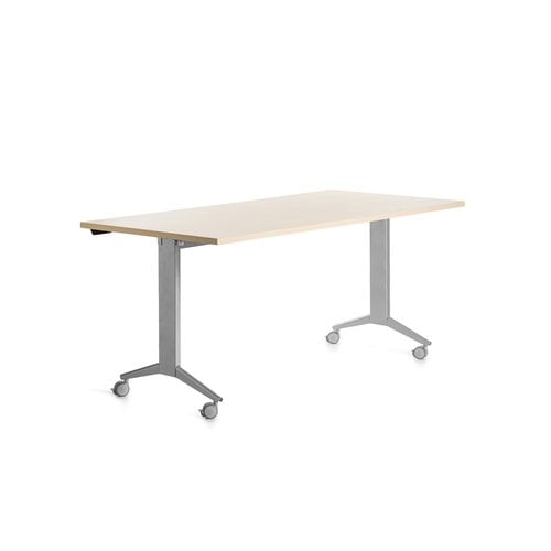MESA ROCADA METAL 160x80 ALUMINIO/HAYA