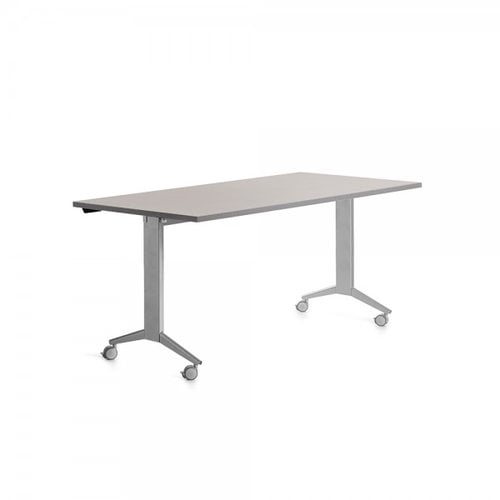 MESA ROCADA METAL 160x80 ALUMINIO/GRIS