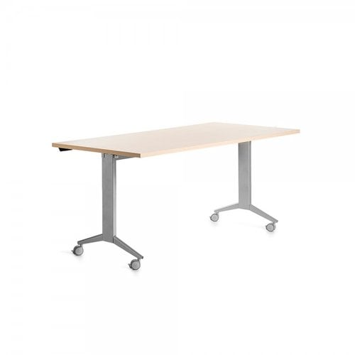 MESA ROCADA METAL 180x80 ALUMINIO/HAYA