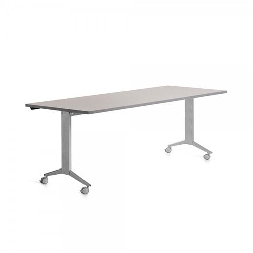MESA ROCADA METAL 180x80 ALUMINIO/GRIS