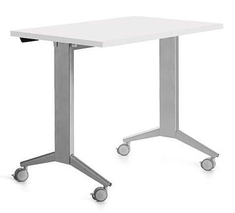 MESA ROCADA METAL 120x60 GRIS/BLANCO