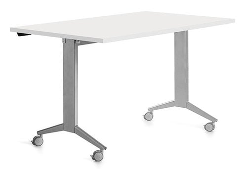 MESA ROCADA METAL 140x80 GRIS/BLANCO