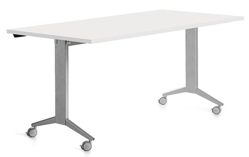 MESA ROCADA METAL 160x80 GRIS/BLANCO