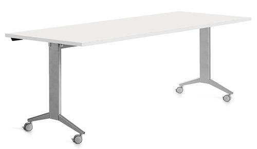 MESA ROCADA METAL 180x80 GRIS/BLANCO