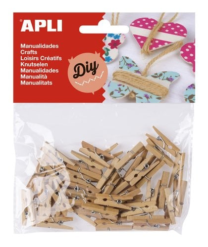PINZAS APLI MADERA NATURAL B/45