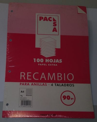 RECAMBIO PACSA A4 100h 90g 4 TAL. MM.