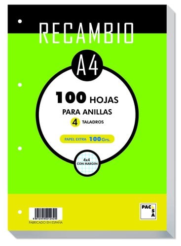 RECAMBIO PACSA A4 100h 4 TAL. CD.4