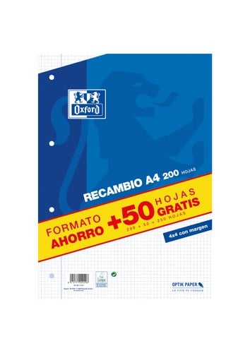 RECAMBIO OXF. A4 250h 4 TAL.