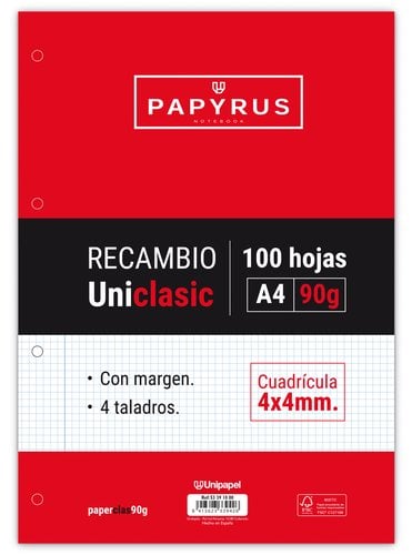 RECAMBIO PAPYRUS A4 100h 4 TAL.CD.4 C/M