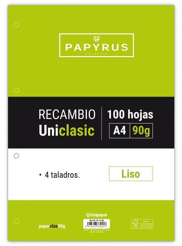 RECAMBIO PAPYRUS A4 100h 4 TAL.LISO
