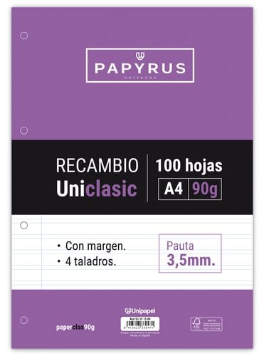 RECAMBIO PAPYRUS A4 100h 4 TAL.P3.5 C/M