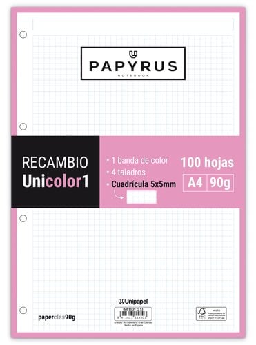 RECAMBIO PAPYRUS A4 100h 4 TAL.CD.5 ROS