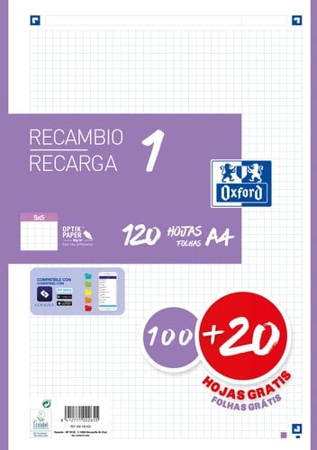 RECAMBIO OXF. A4 120h 4 TAL. CD.5 LILA
