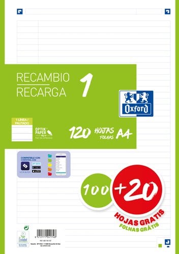 RECAMBIO OXF. A4 120h 4 TAL. HZT.VERDE