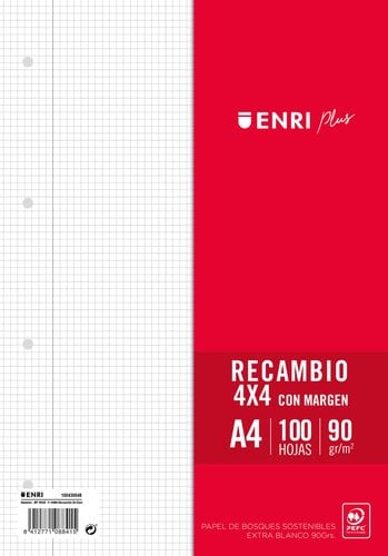 RECAMBIO ENRI PLUS A4 100h 4 TAL. CD.4