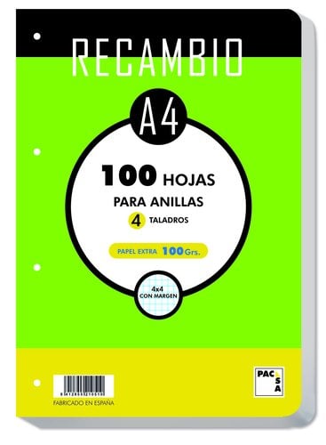 RECAM.PACSA A4 100h 4 TAL. CD.4 C.REDON.
