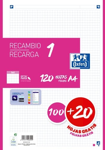 RECAMBIO OXF. A4 100h 4 TAL. CD.5 FUCSI