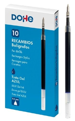 RECAMBIO DOHE ROLLER GEL AZUL C/10