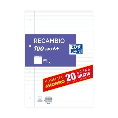 RECAMBIO OXF. A4 100h 4 TAL.