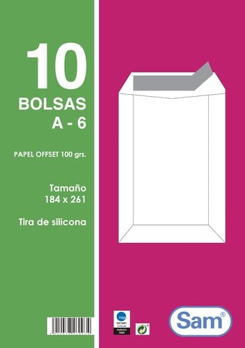 BOLSA SAM 184x261 BLANCO 100g PAQ.10