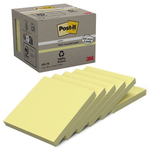 TACO NOTAS POST-IT RECICL. 654 76x76 P/6