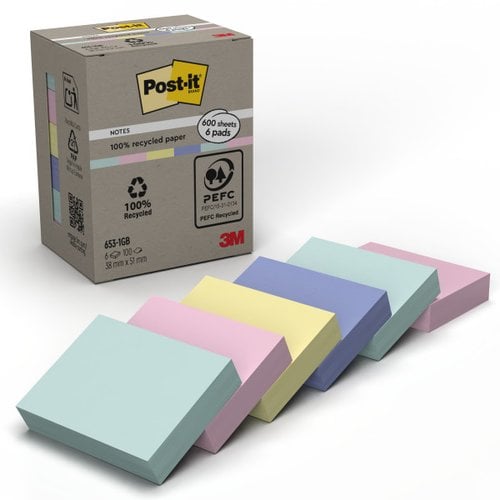 TACO NOTAS POST-IT RECICL. 653 38x51 P/6