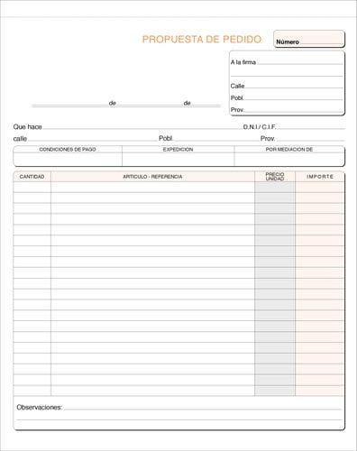 TALONARIO PEDIDOS HOLANDESA TRIPL. LOAN