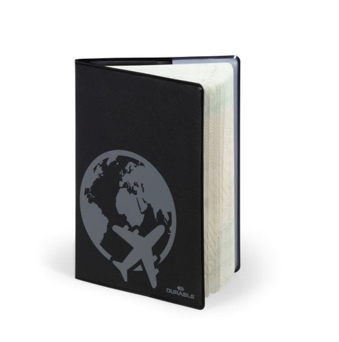 FUNDA PASAPORTE DURABLE RFID NEGRO