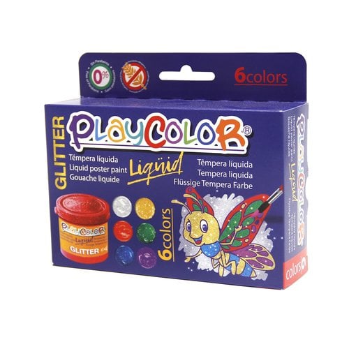 TEMPERA PLAYCOLOR 40ml GLITTER ESTUCHE 6