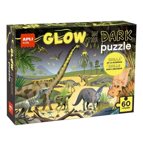 PUZZLE APLI GLOW IN THE DARK DINOS. 60pz