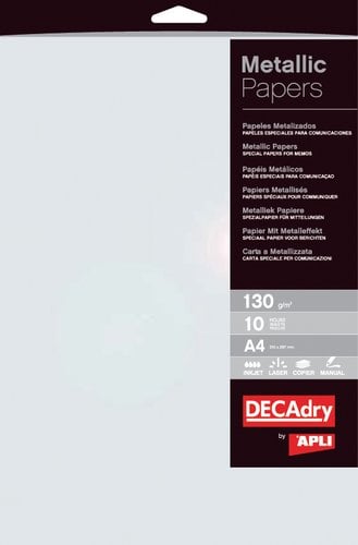 PAPEL METALIZAD.A4 APLI 130g 10h PERLA