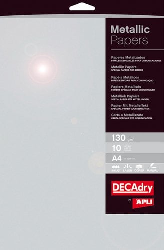 PAPEL METALIZAD.A4 APLI 130g 10h PLATA