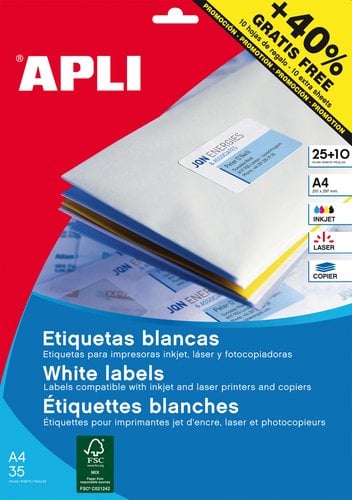 ETIQ.IMP.APLI 13883 25h A4 BLANCA Ø40mm