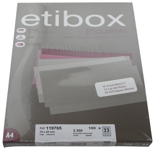 ETIQUETAS ADH.IMPR. ETIBOX A4 BLANCA CAJ