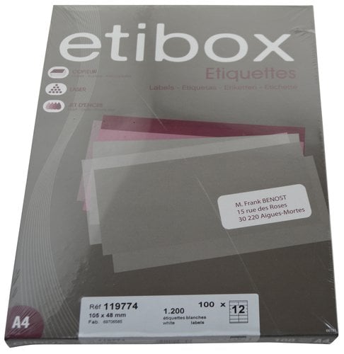 ETIQUETAS ADH.IMPR. ETIBOX A4 BLANCA CAJ