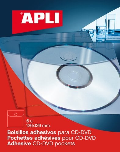 FUNDA CD DE BOLSILLO ADHESIVA D/6 UNID.